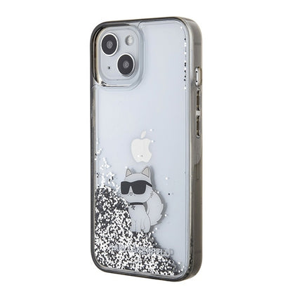 Housse pour Apple iPhone 15 / 14 / 13, Karl Lagerfeld, Liquid Glitter Choupette, Transparente