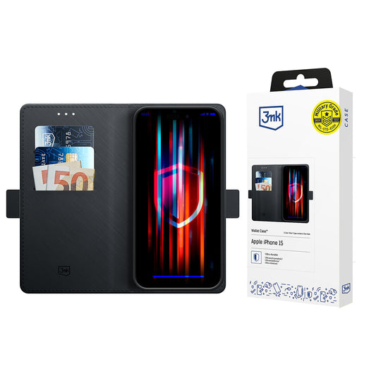 Hülle für Apple iPhone 15, 3MK, Wallet, Schwarz