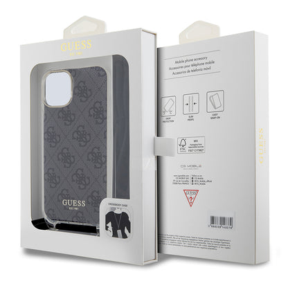 Custodia per Apple iPhone 15, Guess, 4G IML Printed Crossbody, Nera