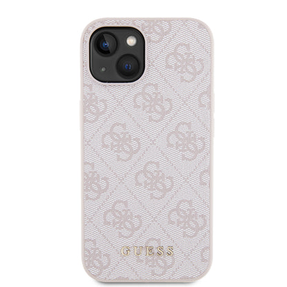 Custodia per Apple iPhone 15, Guess, 4G Metal Gold Logo, Rosa