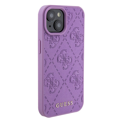 Custodia per Apple iPhone 15, Guess, 4G Stamped, Lilla Chiaro