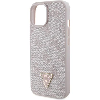 Étui pour Apple iPhone 15, Guess, 4G Triangle Strass, Rose