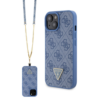 Étui pour Apple iPhone 15, Guess, Crossbody 4G Metal Logo, Bleu