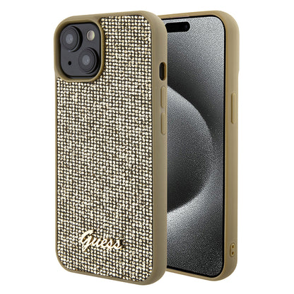 Hülle für Apple iPhone 15, Guess, Disco Metal Script, Gold