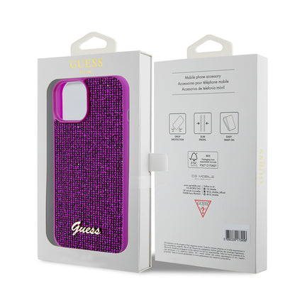Étui pour Apple iPhone 15, Guess, Disco Metal Script, Fuchsia