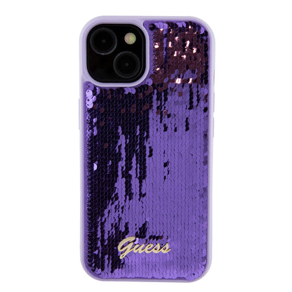Étui pour Apple iPhone 15, Guess, Sequin Script Metal, Mauve