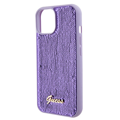 Étui pour Apple iPhone 15, Guess, Sequin Script Metal, Mauve