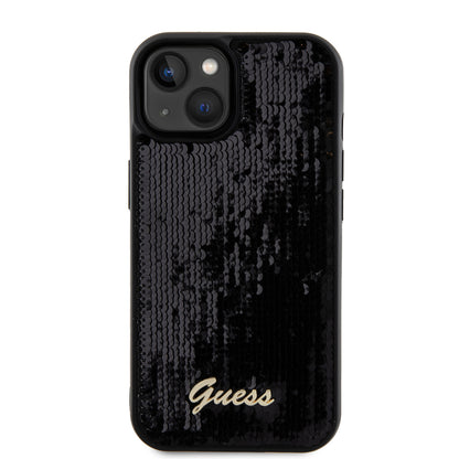Étui pour Apple iPhone 15, Guess, Sequin Script Metal, Noir
