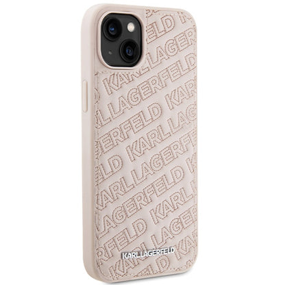 Hülle für Apple iPhone 15, Karl Lagerfeld, Diagonal Quilted K Pattern, Rosa