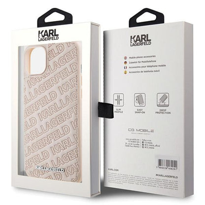 Hülle für Apple iPhone 15, Karl Lagerfeld, Diagonal Quilted K Pattern, Rosa