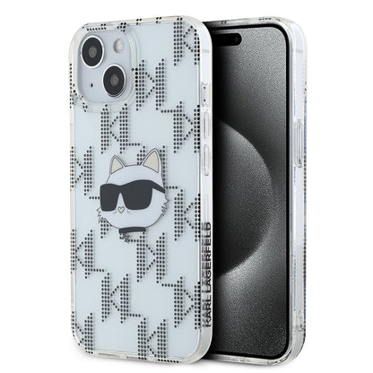 Étui pour Apple iPhone 15, Karl Lagerfeld, IML Electroplated Choupette Head, Transparent