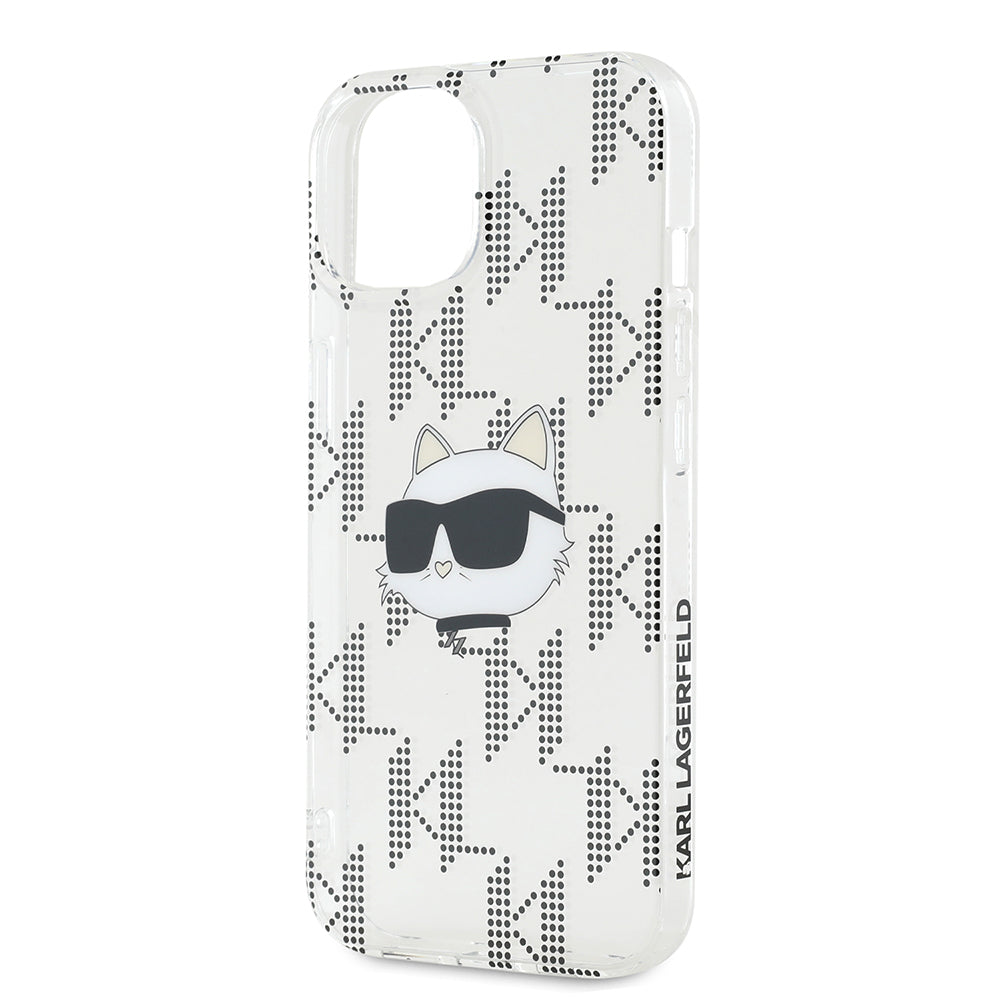 Étui pour Apple iPhone 15, Karl Lagerfeld, IML Electroplated Choupette Head, Transparent