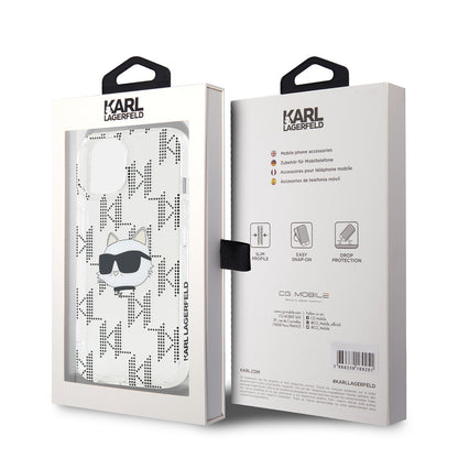Étui pour Apple iPhone 15, Karl Lagerfeld, IML Electroplated Choupette Head, Transparent