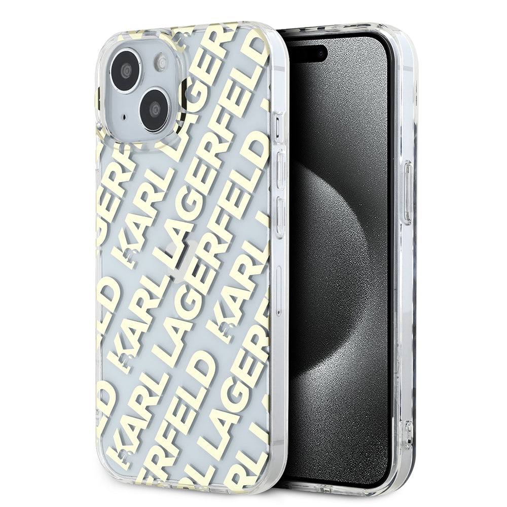 Étui pour Apple iPhone 15, Karl Lagerfeld, IML Luxury Gold Fullover Logo, Doré