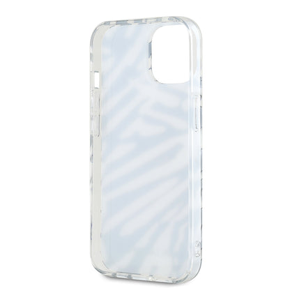 Custodia per Apple iPhone 15, Karl Lagerfeld, IML Luxury Zebra Pattern con Cinturino, Nera