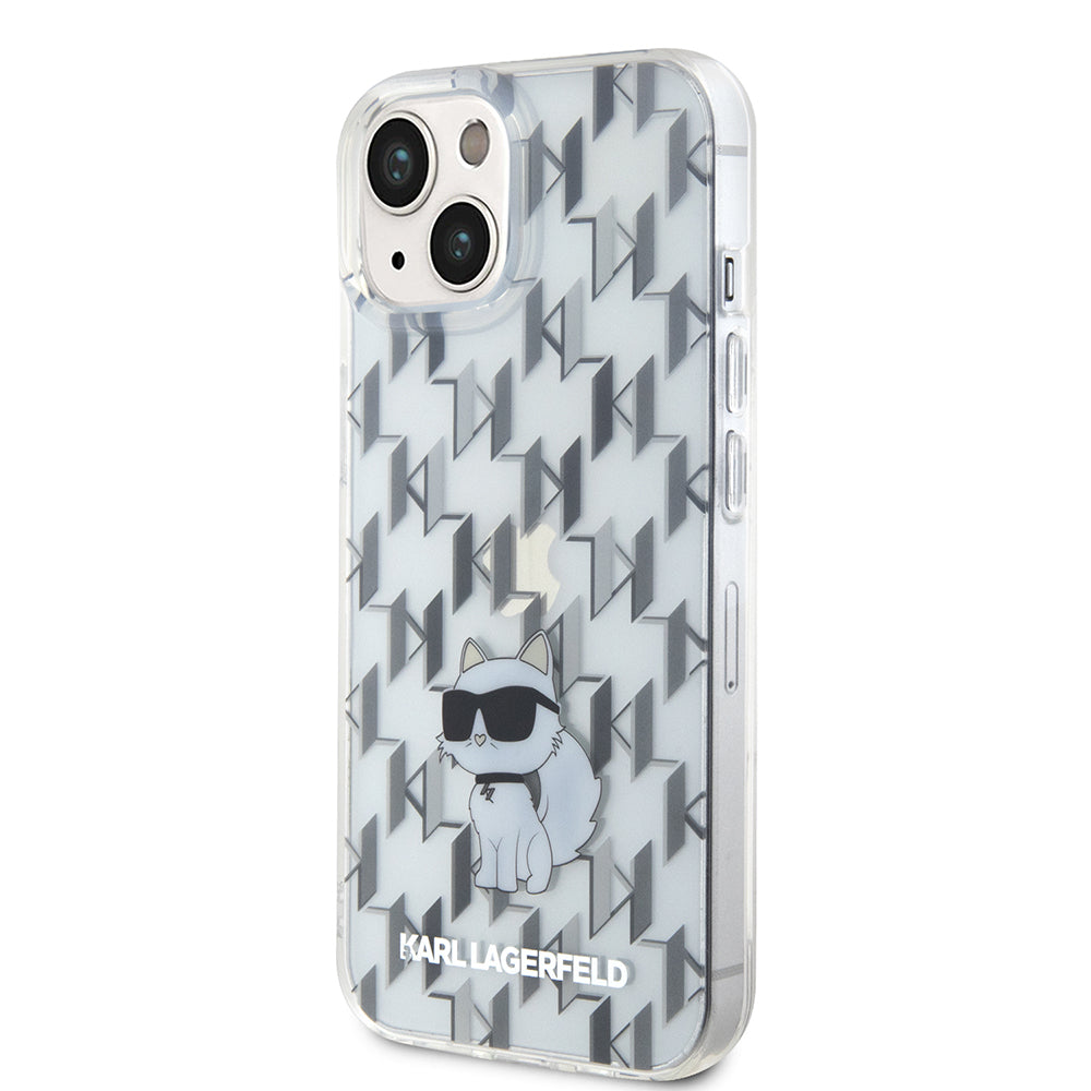 Hülle für Apple iPhone 15, Karl Lagerfeld, Monogram Choupette, Transparent