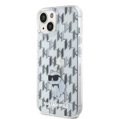 Hülle für Apple iPhone 15, Karl Lagerfeld, Monogram Choupette, Transparent