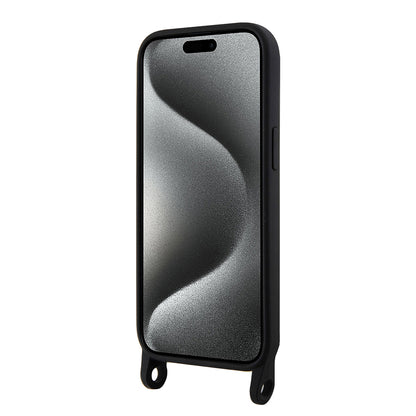 Hülle für Apple iPhone 15, Karl Lagerfeld, Silicone Crossbody Choupette, Schwarz