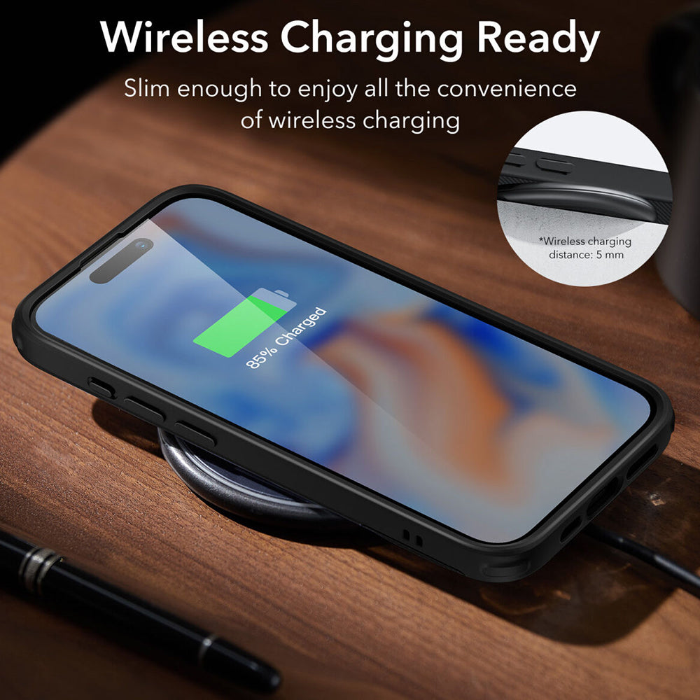 Hülle für Apple iPhone 15 Plus, ESR, Air Shield Boost Kickstand, Schwarz