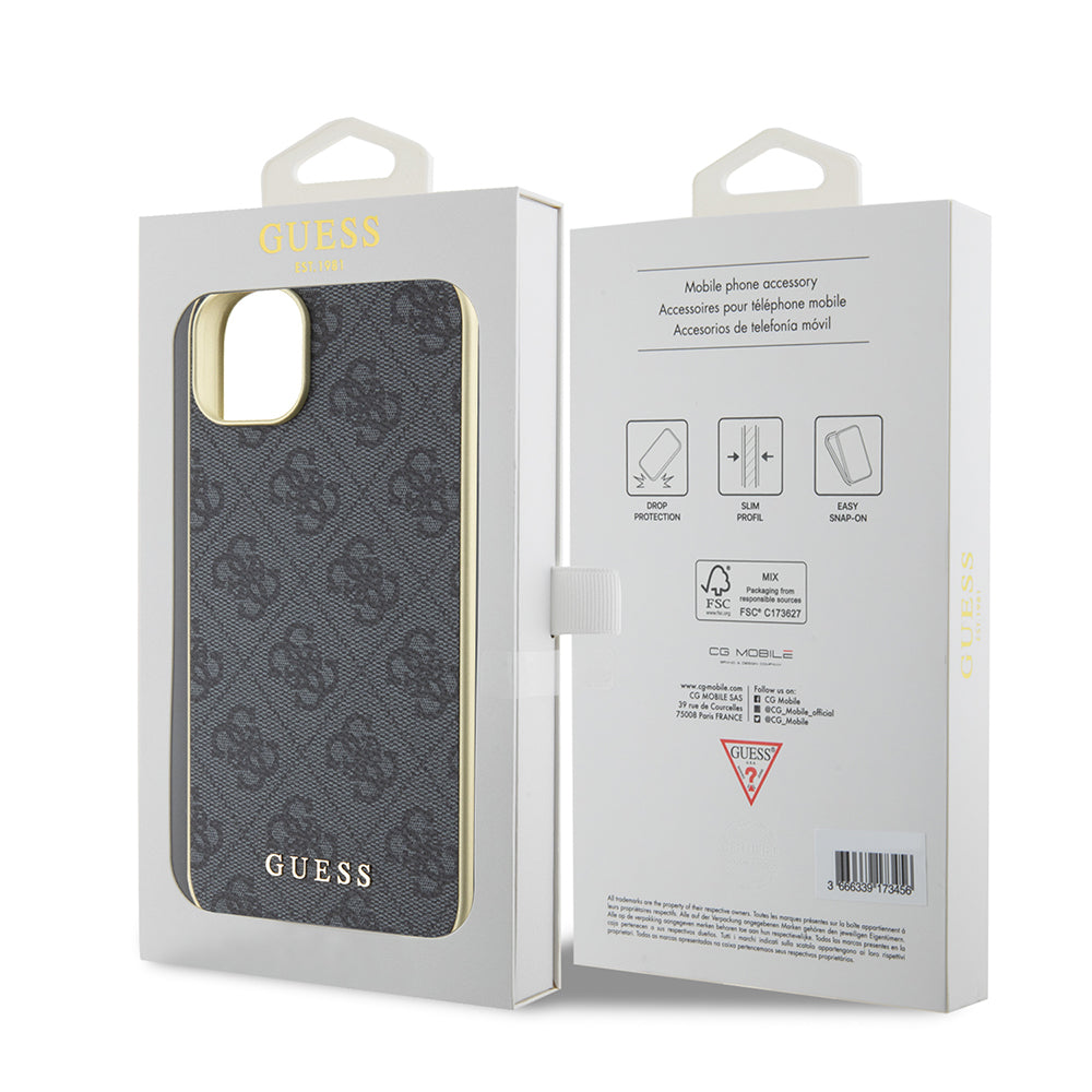 Custodia per Apple iPhone 15 Plus, Guess, 4G Charm, Grigio