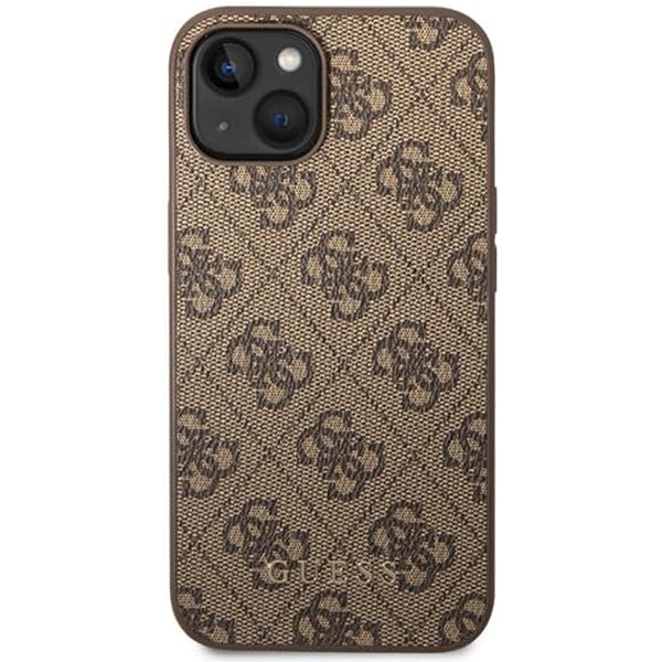 Case for Apple iPhone 15 Plus, Guess, 4G Metal Gold Logo, Brown