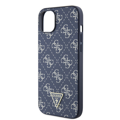 Étui pour Apple iPhone 15 Plus, Guess, logo Triangle 4G, Bleu