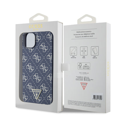 Étui pour Apple iPhone 15 Plus, Guess, logo Triangle 4G, Bleu