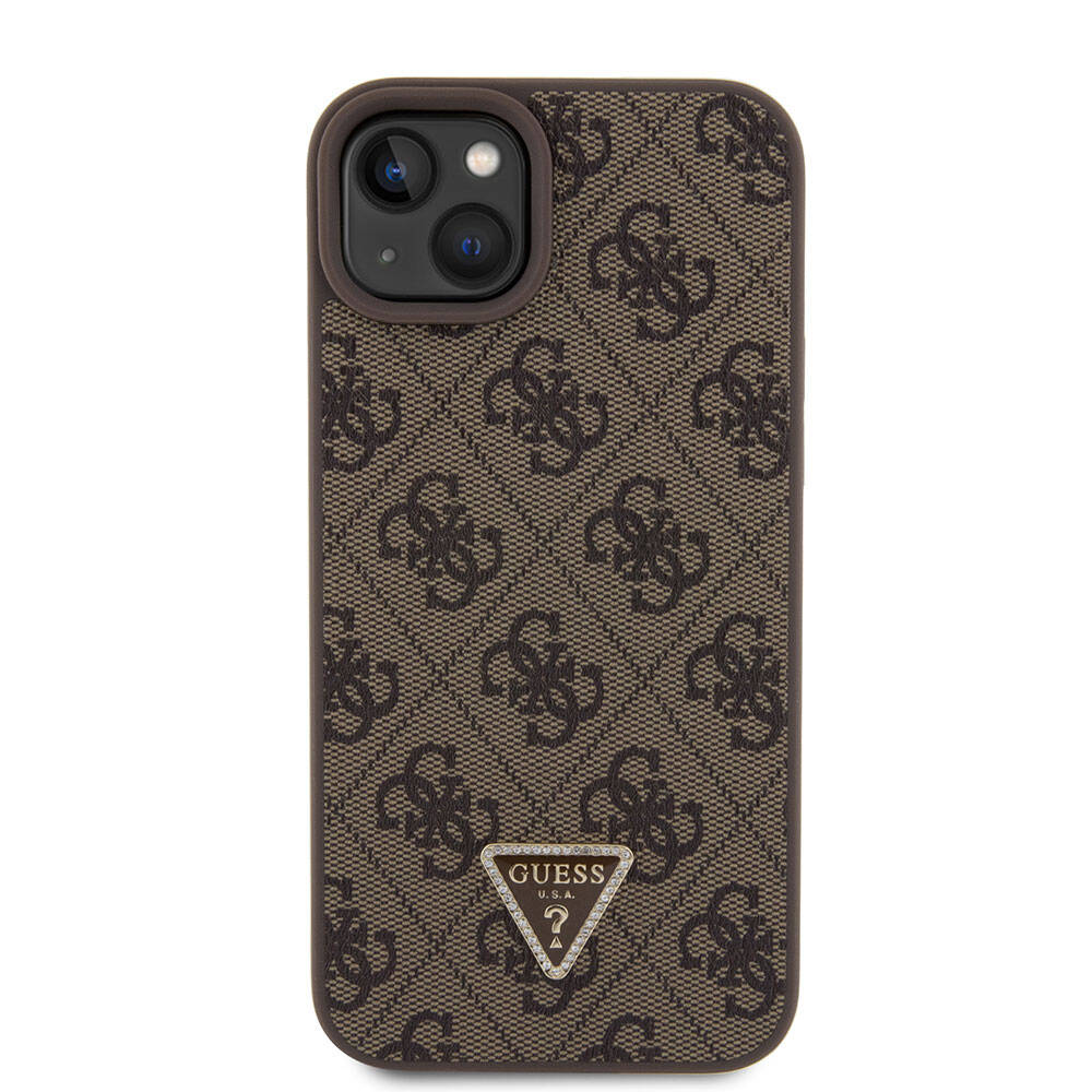 Custodia per Apple iPhone 15 Plus, Guess, Crossbody 4G Metal Logo, Marrone