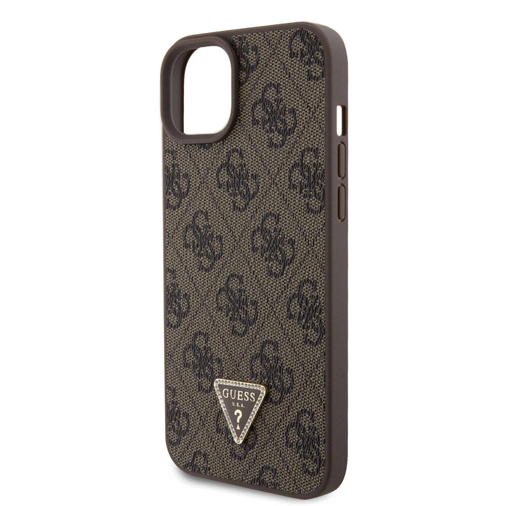 Custodia per Apple iPhone 15 Plus, Guess, Crossbody 4G Metal Logo, Marrone