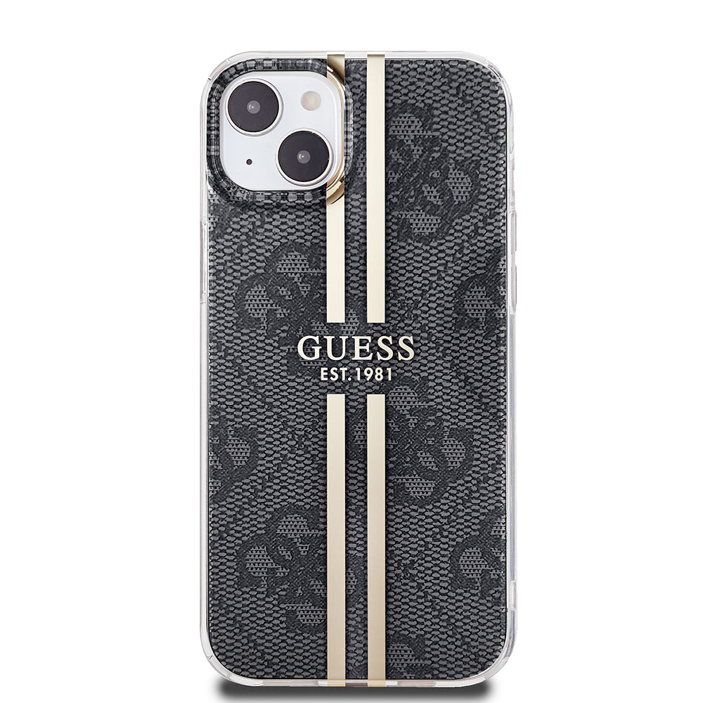 Étui pour Apple iPhone 15 Plus, Guess, IML 4G Gold Stripe, Noir