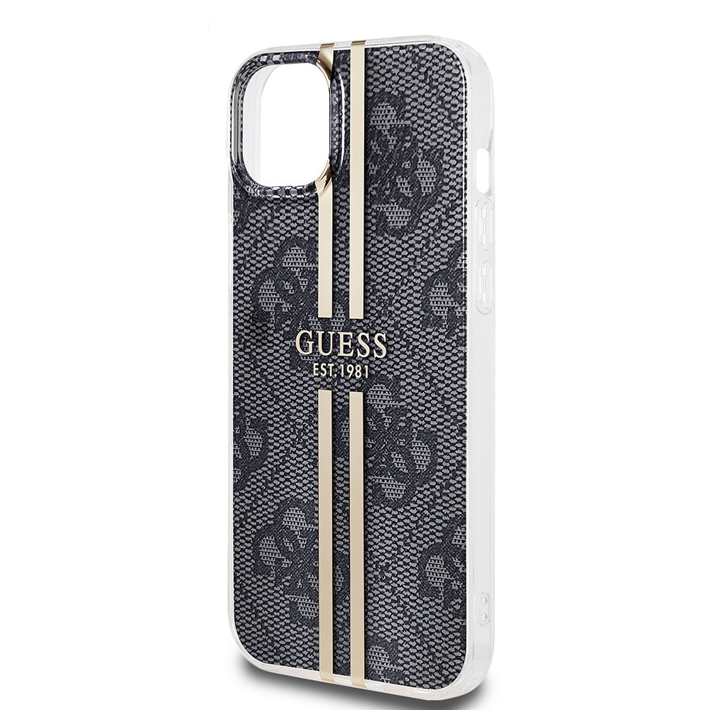 Étui pour Apple iPhone 15 Plus, Guess, IML 4G Gold Stripe, Noir