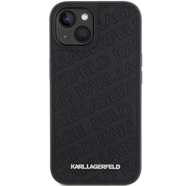 Étui pour Apple iPhone 15 Plus, Karl Lagerfeld, motif matelassé diagonal K, Noir