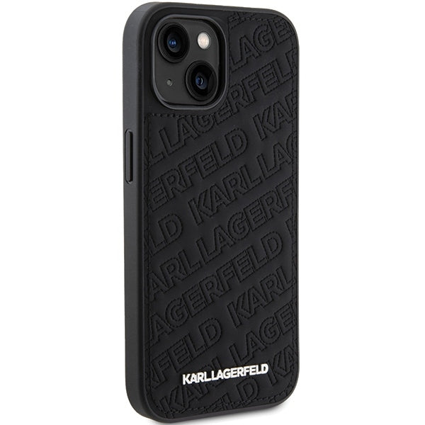 Étui pour Apple iPhone 15 Plus, Karl Lagerfeld, motif matelassé diagonal K, Noir