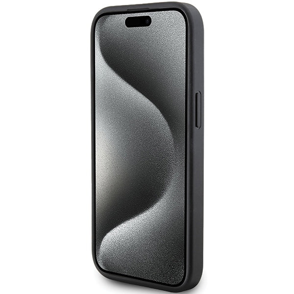 Étui pour Apple iPhone 15 Plus, Karl Lagerfeld, motif matelassé diagonal K, Noir
