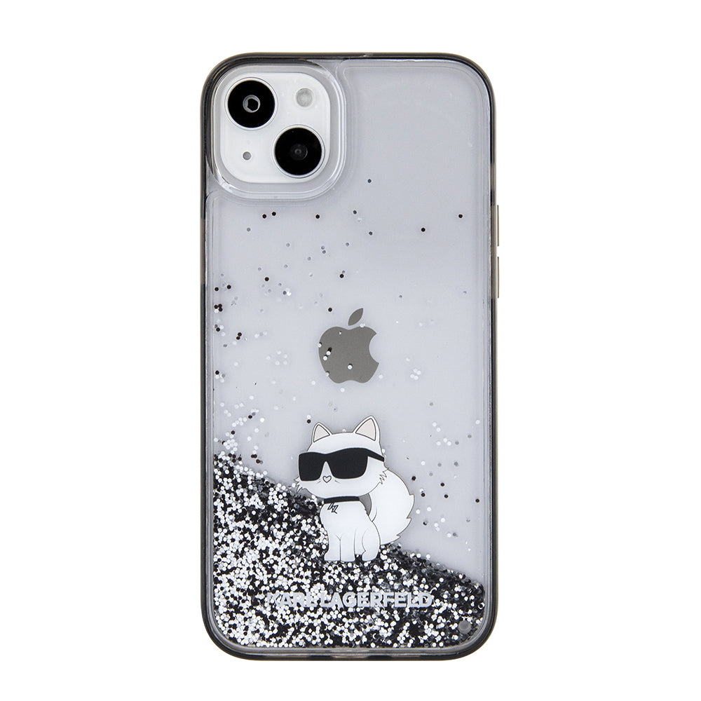 Case for Apple iPhone 15 Plus, Karl Lagerfeld, Liquid Glitter Choupette, Transparent