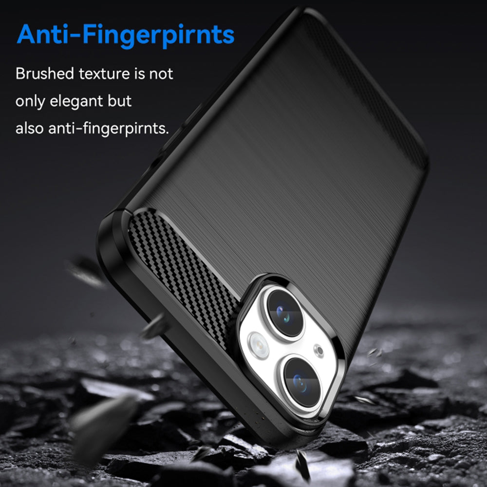 Custodia per Apple iPhone 15 Plus, Techsuit, Carbonio, Nera