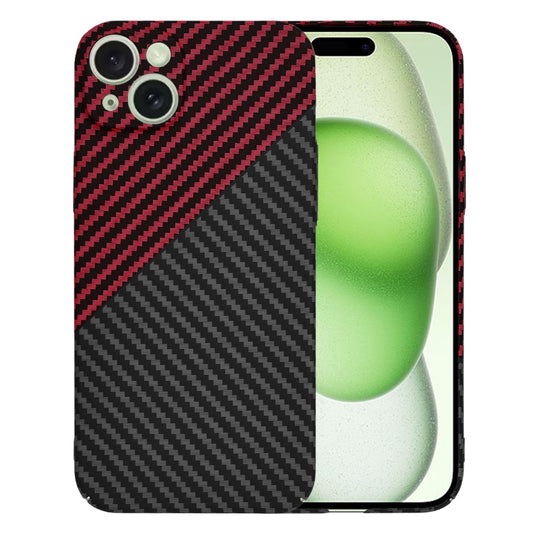 Hülle für Apple iPhone 15 Plus, Techsuit, Carbonite FiberShell, Schwarz Rot