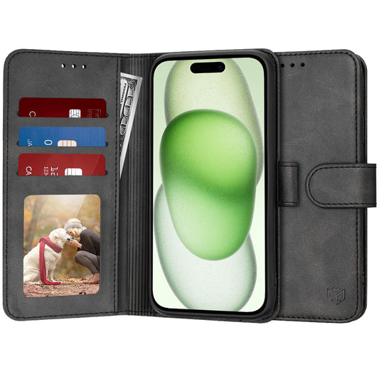 Coque pour Apple iPhone 15 Plus, Techsuit, Diary Book, Noire