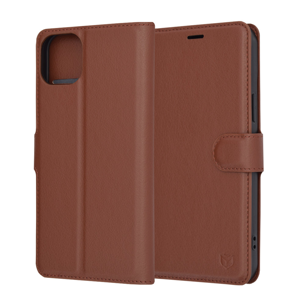 Custodia per Apple iPhone 15 Plus, Techsuit, Leather Folio, Marrone