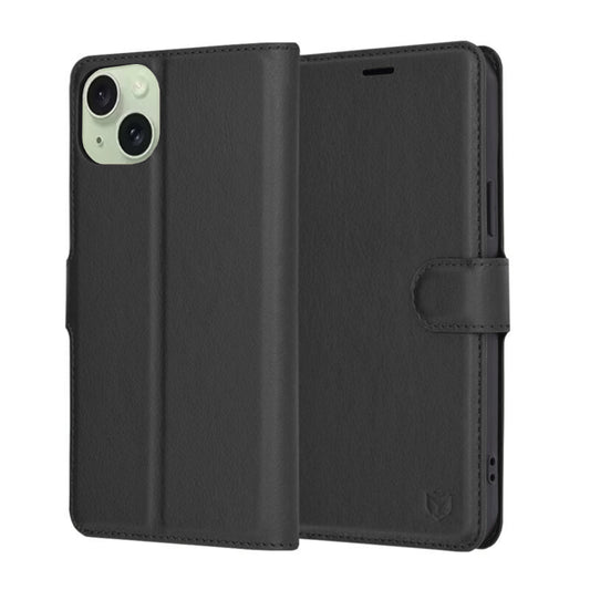 Coque pour Apple iPhone 15 Plus, Techsuit, Leather Folio, Noire