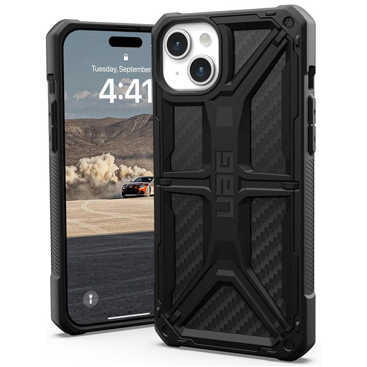 Custodia per Apple iPhone 15 Plus, Urban Armor Gear, Monarch Carbon, Nera