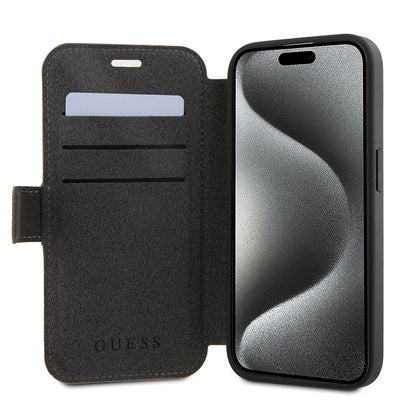 Custodia per Apple iPhone 15 Pro, Guess, 4G Book, Marrone