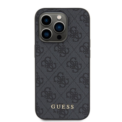 Étui pour Apple iPhone 15 Pro, Guess, Logo Or Métal 4G, Gris