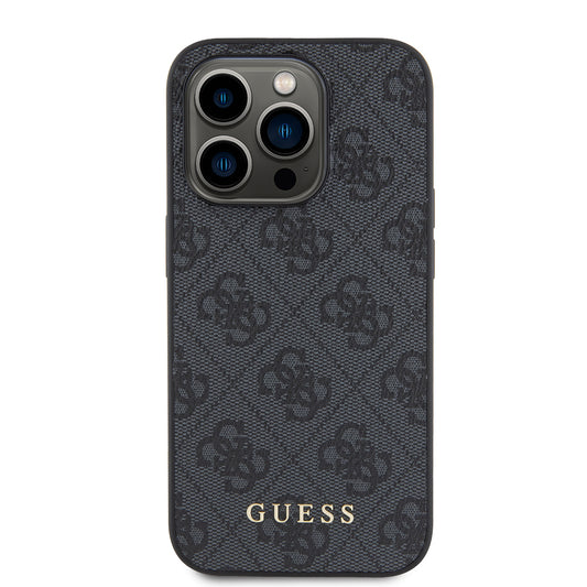 Custodia per Apple iPhone 15 Pro, Guess, 4G Metal Gold Logo, Grigio