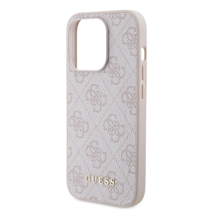 Custodia per Apple iPhone 15 Pro, Guess, 4G Metal Gold Logo, Rosa