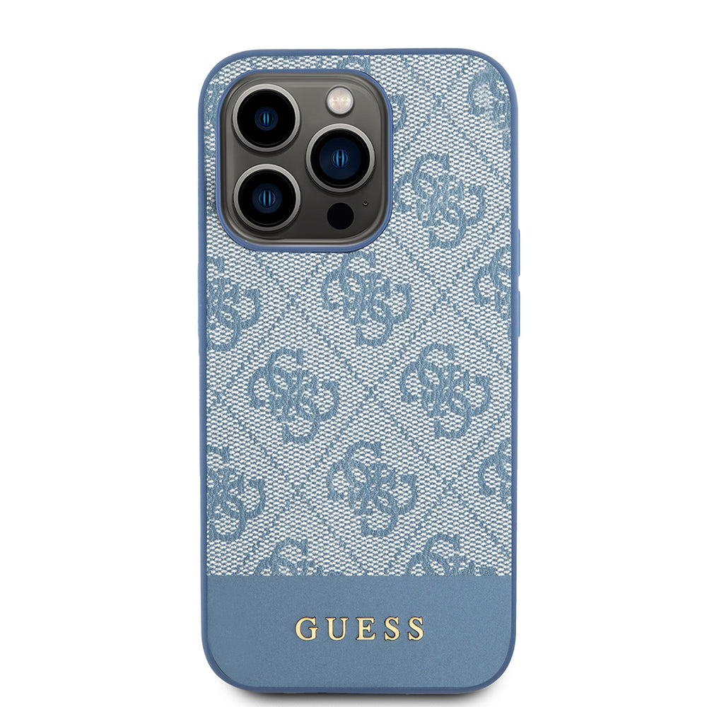 Custodia per Apple iPhone 15 Pro, Guess, 4G Stripe, Blu