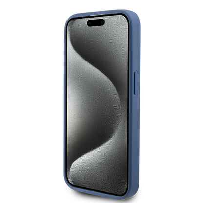 Custodia per Apple iPhone 15 Pro, Guess, 4G Stripe, Blu
