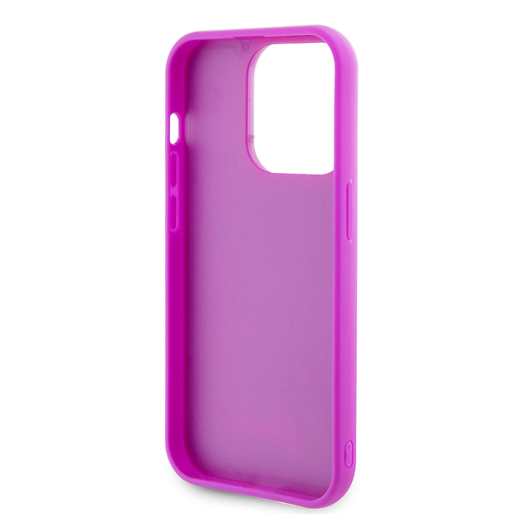Custodia per Apple iPhone 15 Pro, Guess, Disco Metal Script, Fucsia