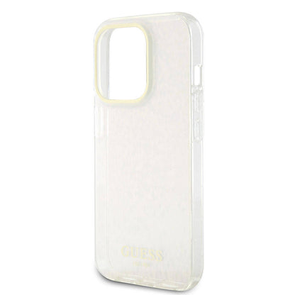 Custodia per Apple iPhone 15 Pro, Guess, IML Faceted Mirror Disco Iridescent, Rosa