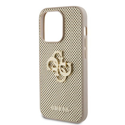 Étui pour Apple iPhone 15 Pro, Guess, Perforated 4G, Doré